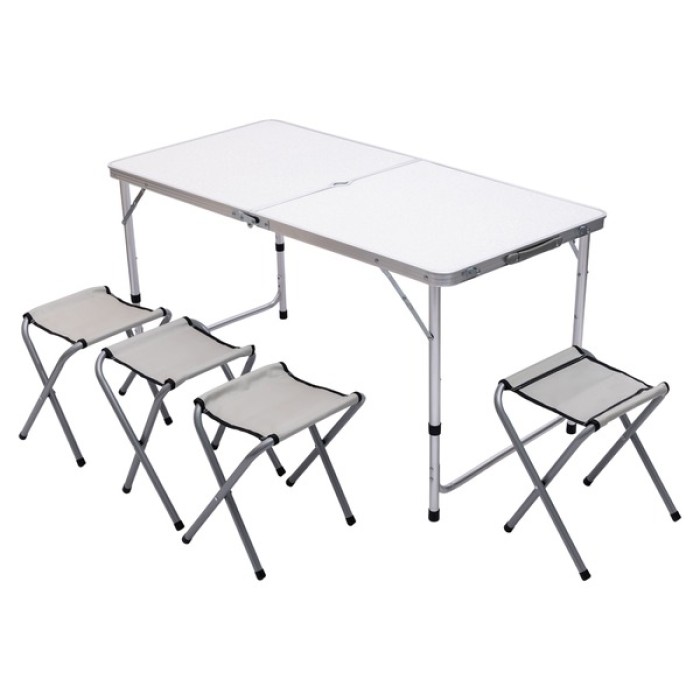 Набір складних меблів для кемпінгу стіл + 4 стільці набір меблів для пікніка туристичний Білий JY-12060W (45465)