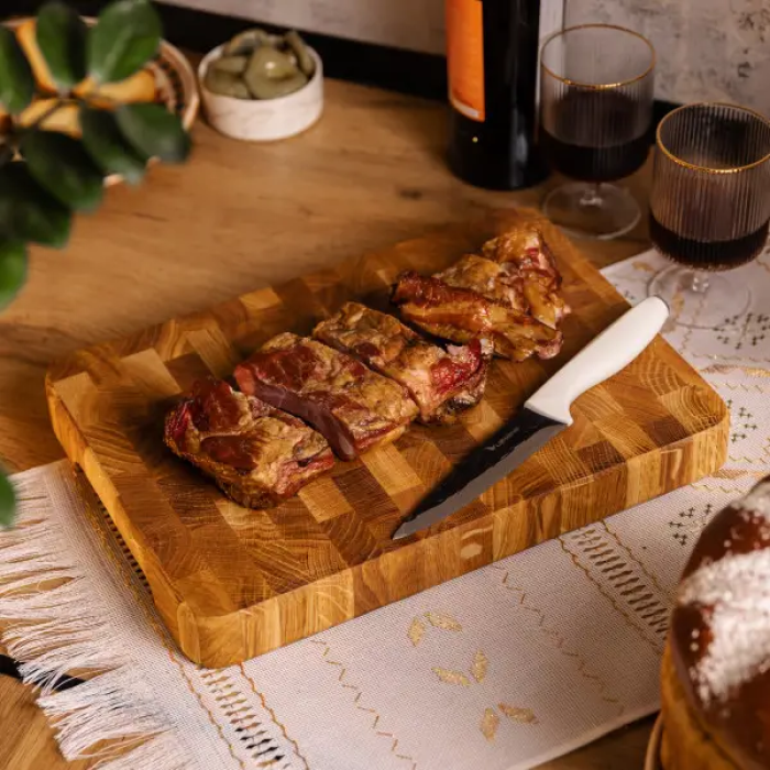 Дошка для нарізання обробна 45×30 см Доміно з ясена Lugi C53W300450Y (14370)