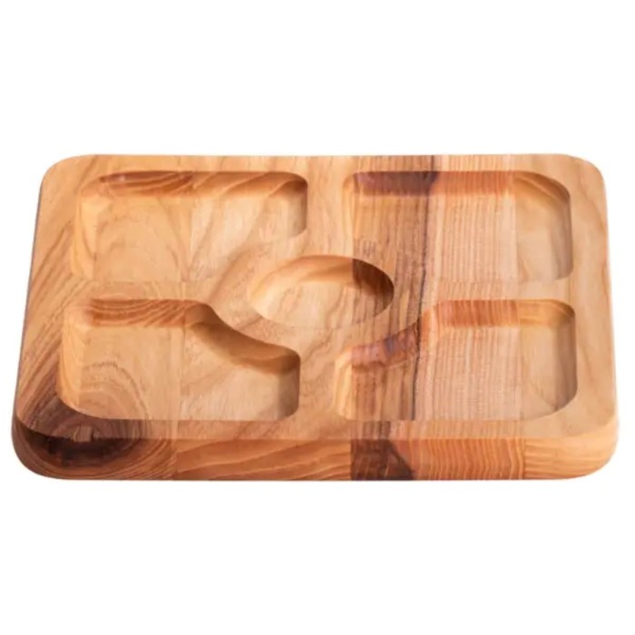 Менажниця на 5 секцій дерев'яна 25×25 см квадратна Lugi T43W250 (71337)