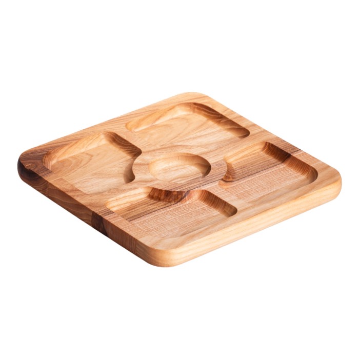 Менажниця на 5 секцій дерев'яна 25×25 см квадратна Lugi T43W250 (71337)