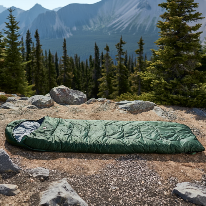 Спальний мішок водонепроникний з капюшоном, хакі (57805)