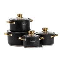 Набір каструль з нержавіючої сталі 4 шт 6,1/3,9/2,8/2,1 л чорний (76632)