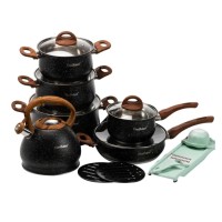 Набір посуду для приготування із нержавіючої сталі 10 предметів чорний (83342)