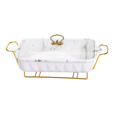 Настільна мармітниця 2 літри марміт прямокутний керамічний 40х22.5х15.5 см для других страв HP1030 (59143)