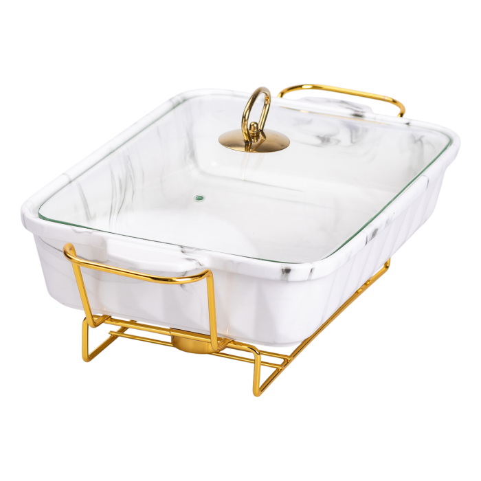 Настільна мармітниця 2 літри марміт прямокутний керамічний 40х22.5х15.5 см для других страв HP1030 (59143)