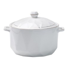Супниця керамічна з кришкою і ручками 2,2 л Біла (85443)