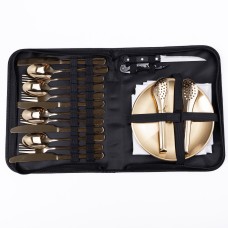 Набір посуду для пікніка на 4 особи 24 предмети Золотистий HP-21-2 (45695)