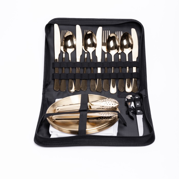 Набір посуду для пікніка на 4 особи 24 предмети Золотистий HP-21-2 (45695)