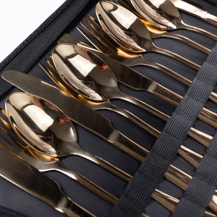 Набір посуду для пікніка на 4 особи 24 предмети Золотистий HP-21-2 (45695)