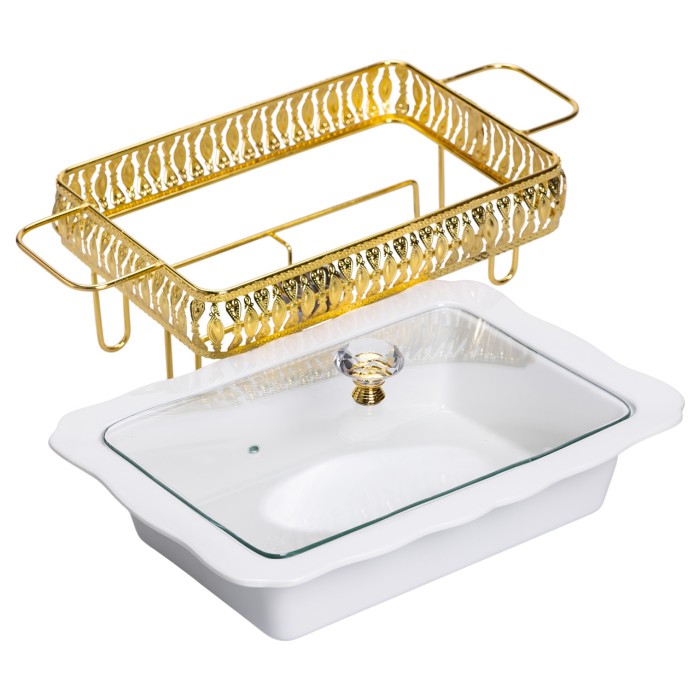 Настільна мармітниця 39×24×16.5 (см) порцелянова 2 (л) на підставці HP-26-7 (61174)