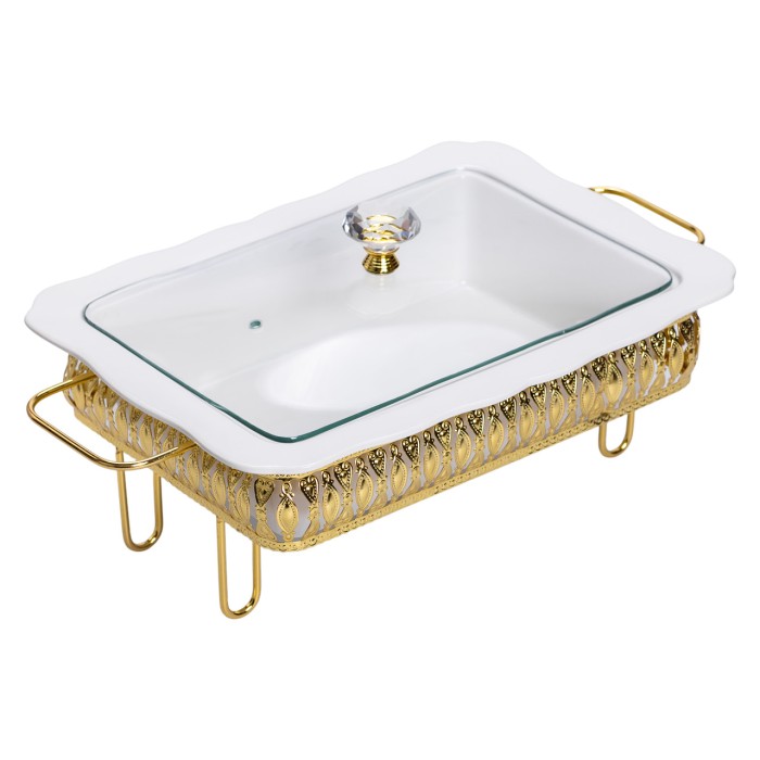 Настільна мармітниця 39×24×16.5 (см) порцелянова 2 (л) на підставці HP-26-7 (61174)