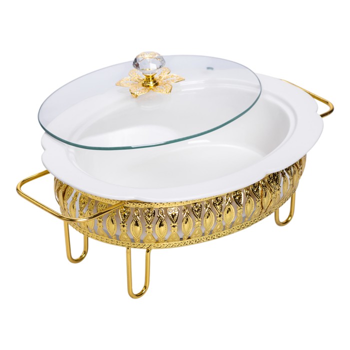 Настільна мармітниця 32×23×14 (см) порцелянова 1.2 (л) на металевій підставці HP-26-8 (49227)