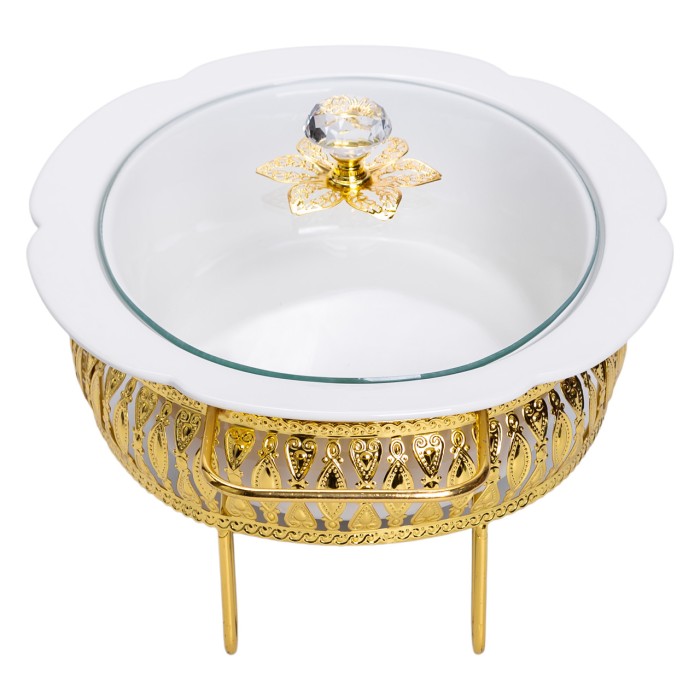 Настільна мармітниця 32×23×14 (см) порцелянова 1.2 (л) на металевій підставці HP-26-8 (49227)