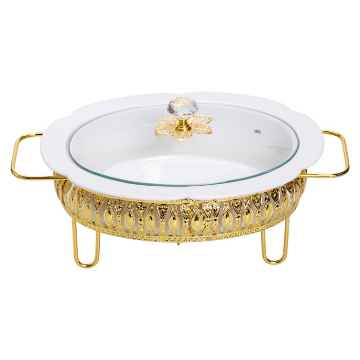 Настільна мармітниця 32×23×14 (см) порцелянова 1.2 (л) на металевій підставці HP-26-8 (49227)