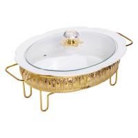 Настільна мармітниця 37×26×17 (см) порцелянова 2 (л) на металевій підставці HP-26-9 (85887)