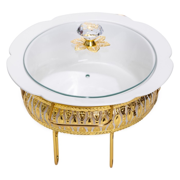 Настільна мармітниця 37×26×17 (см) порцелянова 2 (л) на металевій підставці HP-26-9 (85887)