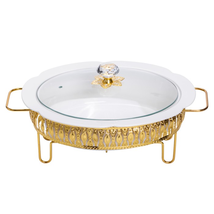 Настільна мармітниця 37×26×17 (см) порцелянова 2 (л) на металевій підставці HP-26-9 (85887)