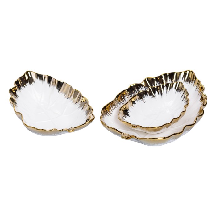 Набір порцелянових страв для сервірування столу 3 (шт) у формі листа Золотистий HP-26-10 (83753)