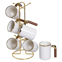 Набір чашок на металевій підставці 6 (шт) по 400 (мл) Білий HP-26-11 (73921)