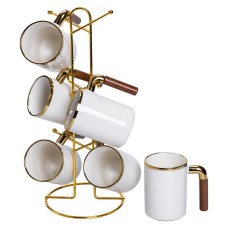 Набір чашок на металевій підставці 6 (шт) по 400 (мл) Білий HP-26-11 (73921)