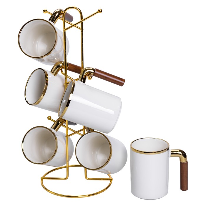 Набір чашок на металевій підставці 6 (шт) по 400 (мл) Білий HP-26-11 (73921)