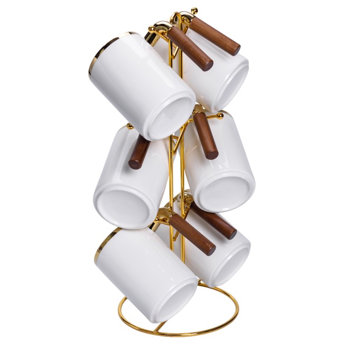 Набір чашок на металевій підставці 6 (шт) по 400 (мл) Білий HP-26-11 (73921)