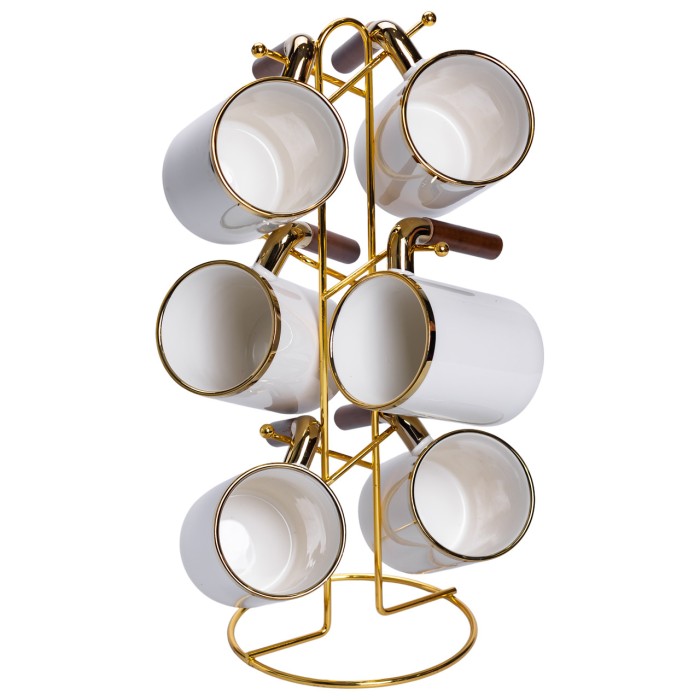 Набір чашок на металевій підставці 6 (шт) по 400 (мл) Білий HP-26-11 (73921)