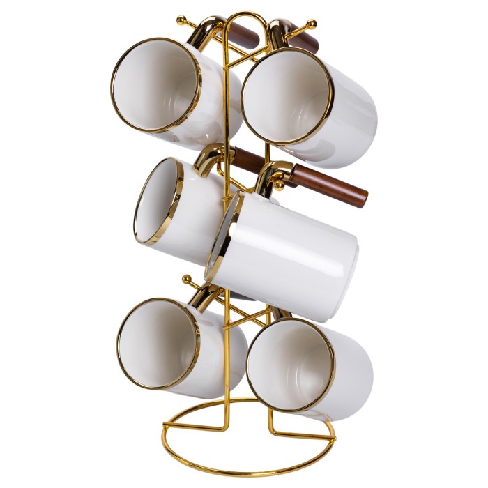 Набір чашок на металевій підставці 6 (шт) по 400 (мл) Білий HP-26-11 (73921)