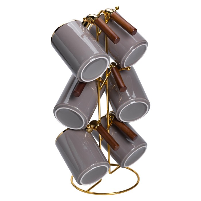 Набір чашок на металевій підставці 6 (шт) по 400 (мл) Сірий HP-26-12 (48115)