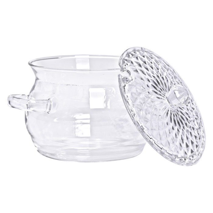 Скляна каструля прозора з кришкою 2 (л) жаростійка HP-33-1 (36578)