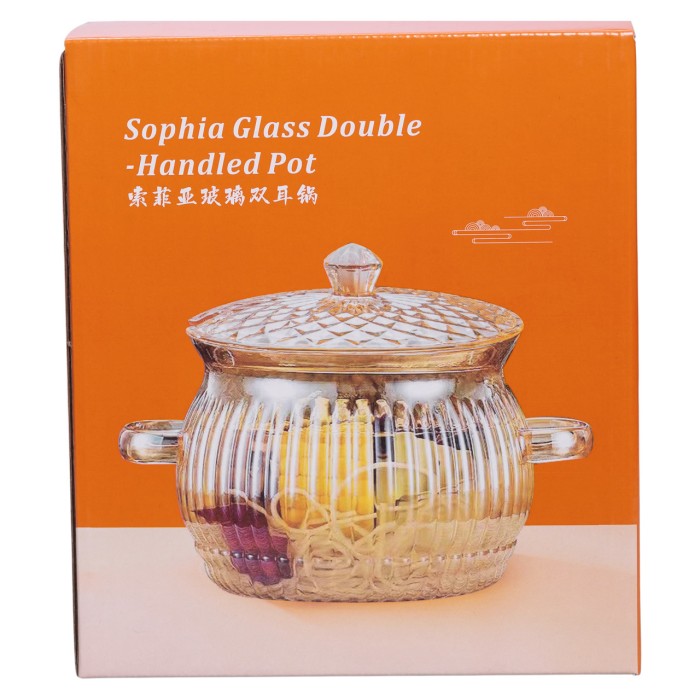 Скляна каструля прозора з кришкою 2 (л) жаростійка HP-33-1 (36578)