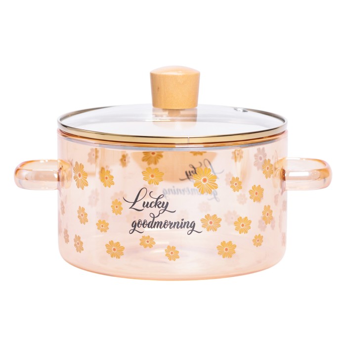 Скляна каструля прозора з кришкою 1.5 (л) жаростійка HP-33-2 (79941)