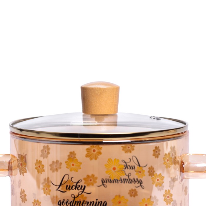 Скляна каструля прозора з кришкою 1.5 (л) жаростійка HP-33-2 (79941)