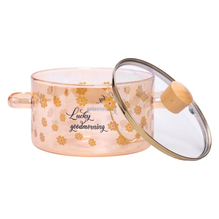 Скляна каструля прозора з кришкою 1.5 (л) жаростійка HP-33-2 (79941)