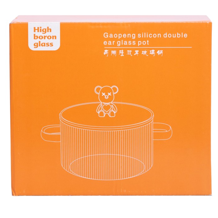 Скляна каструля прозора з кришкою 1.5 (л) жаростійка HP-33-2 (79941)