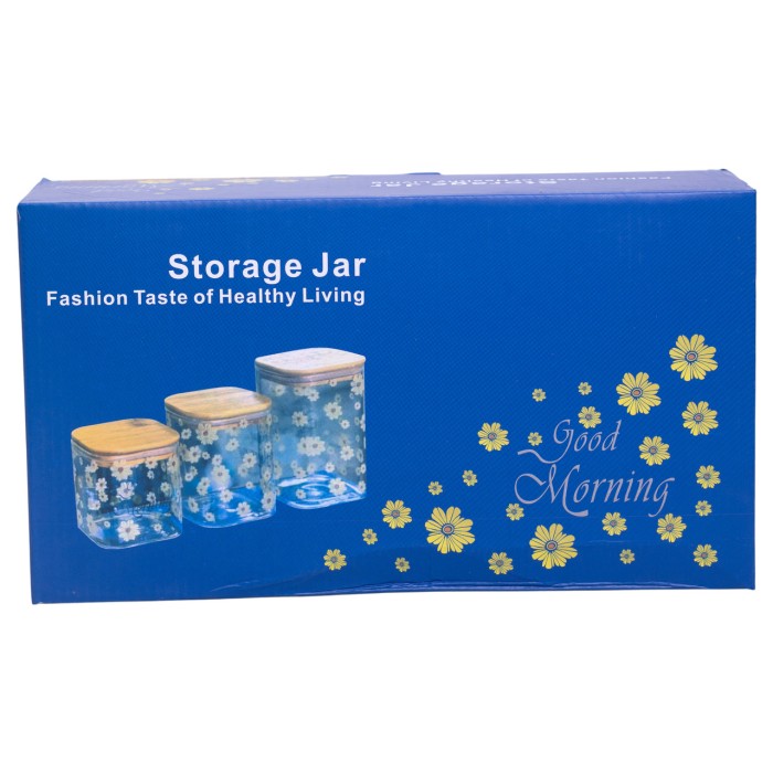 Банки для сипучих продуктів набір з 3 шт з бамбуковими кришками 700 (мл), 900 (мл), 1.2 (л) HP-33-3 (72160)