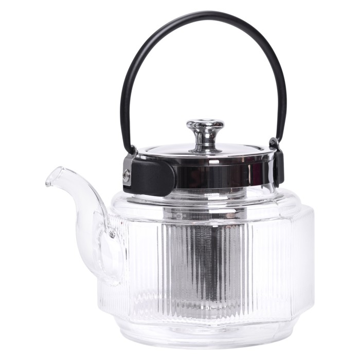 Заварник скляний чайник 1.1 л з ручкою і фільтром прозорий HP-33-4 (49786)