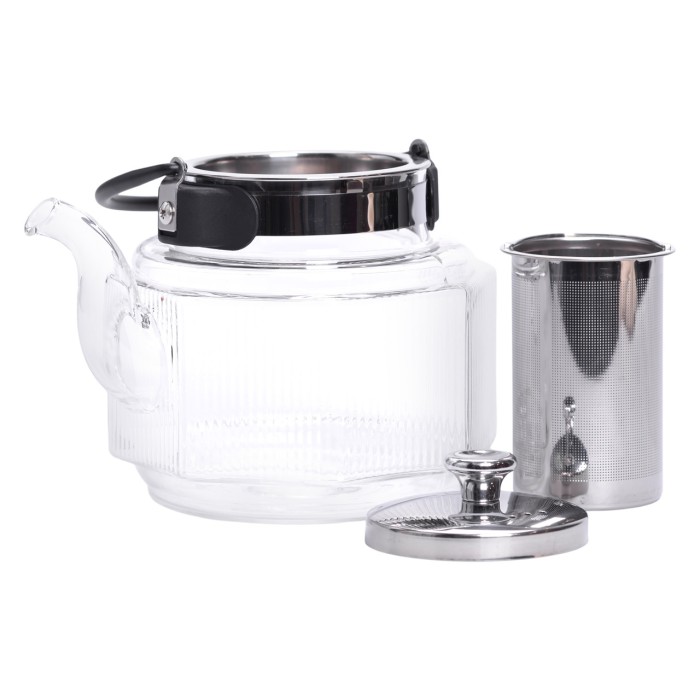 Заварник скляний чайник 1.1 л з ручкою і фільтром прозорий HP-33-4 (49786)