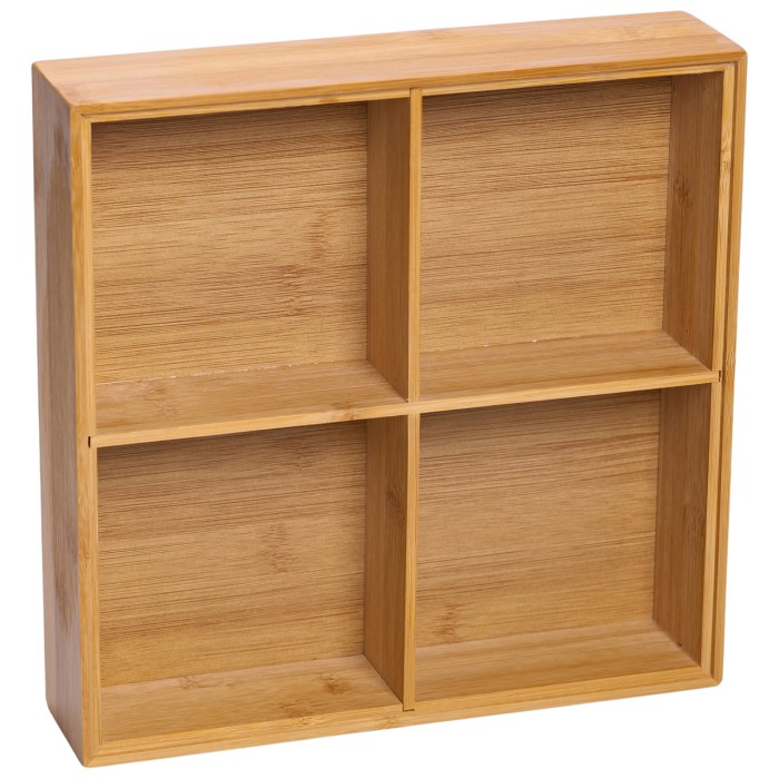 Менажниця дерев'яна на 4 секції з кришкою квадратна HB-40-1 (35879)