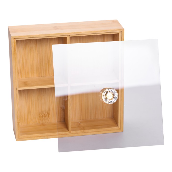 Менажниця дерев'яна на 4 секції з кришкою для закусок 22×22×8 (см) квадратна HB-40-2 (80573)