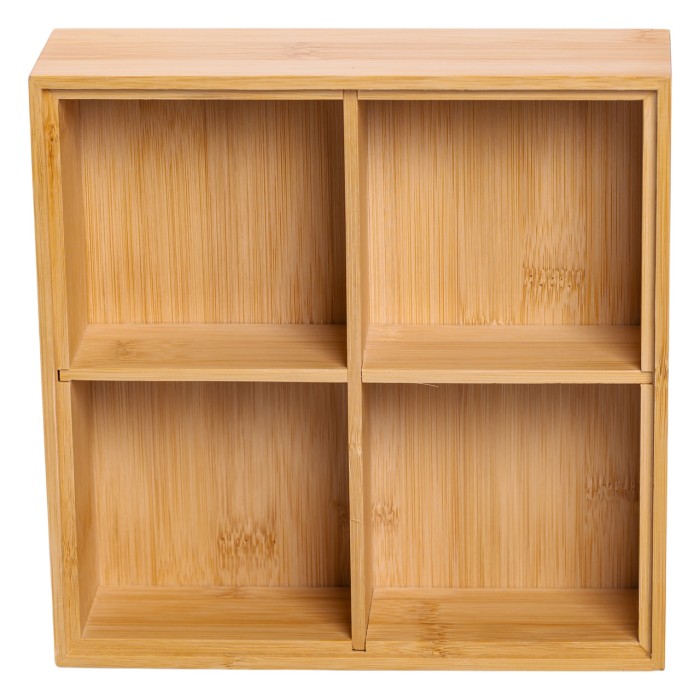 Менажниця дерев'яна на 4 секції з кришкою для закусок 22×22×8 (см) квадратна HB-40-2 (80573)