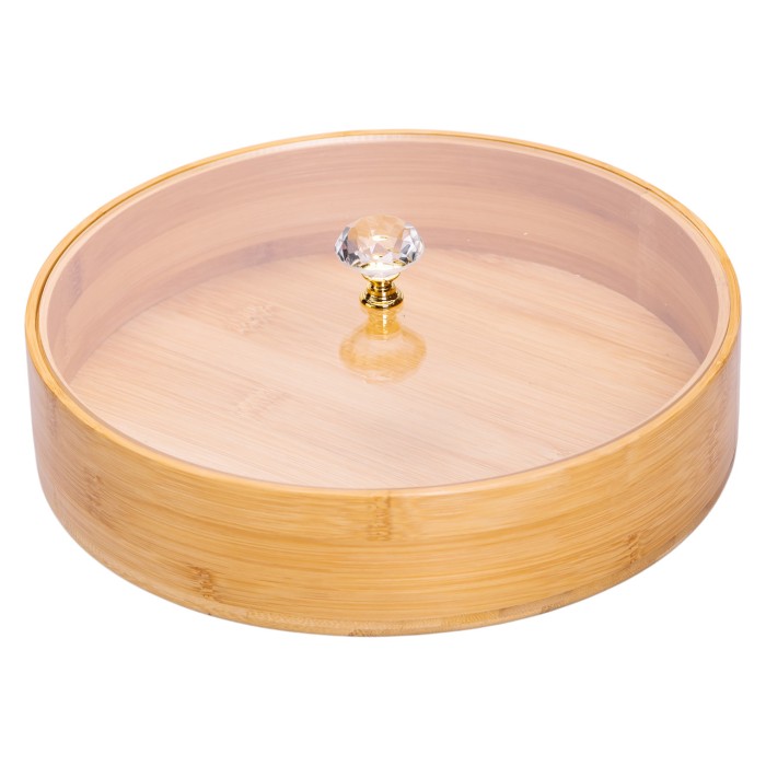 Менужниця дерев'яна на 4 секції з кришкою для закусок Ø25 (см) кругла HB-40-3 (67545)