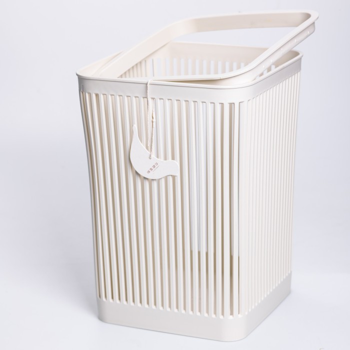 Кошик для сміття пластиковий в офіс для паперу 22×22×30 (см) кошик під сміття 8 (л) відро для сміття Бежевий HP-45-9BE (45134)