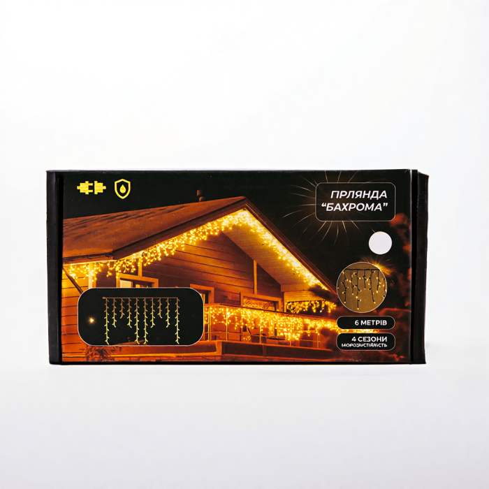 Новорічна гірлянда вулична Бахрома 6 м 105 LED білий провід Білий 6МWW (23793)