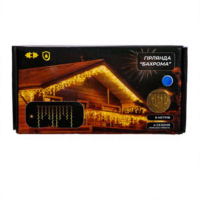 Новорічна гірлянда вулична Бахрома 6 м 105 LED білий провід Синій 6МWBL (88543)