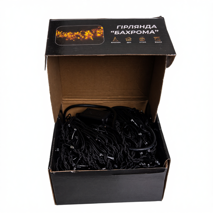 Вулична гірлянда Бахрома 25 м 405 LED чорний провід Синій 25MBBL (11187)