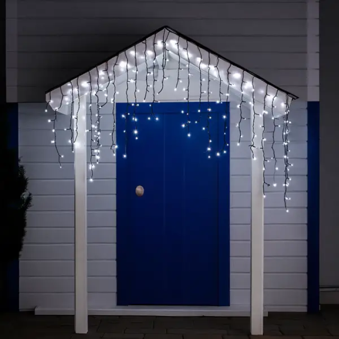 Вулична гірлянда бахрома 12 м 200 led чорний провід чорний провід Білий 12MBW (37387)