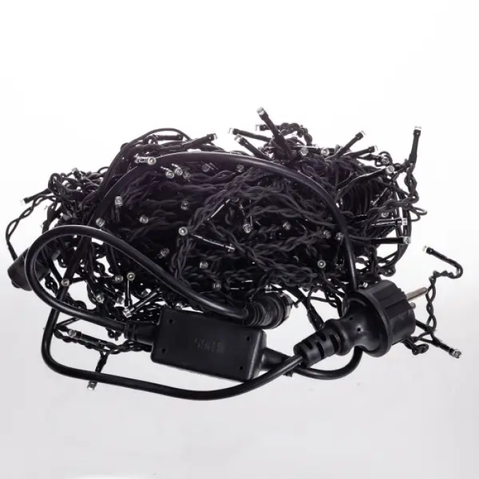 Вулична гірлянда бахрома 12 м 200 led чорний провід чорний провід Білий 12MBW (37387)