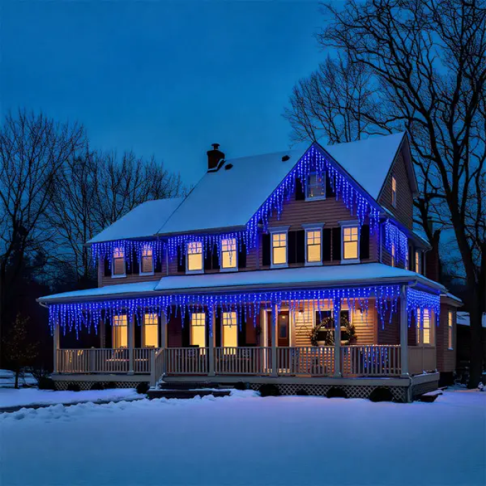 Вулична гірлянда Бахрома 50 м 600 LED білий провід Синій 50MWBL (41901)
