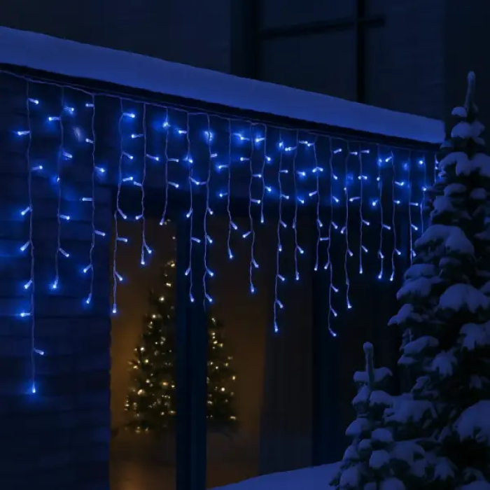 Вулична гірлянда Бахрома 12 м 200 LED білий провід Синій 12MWBL (76793)